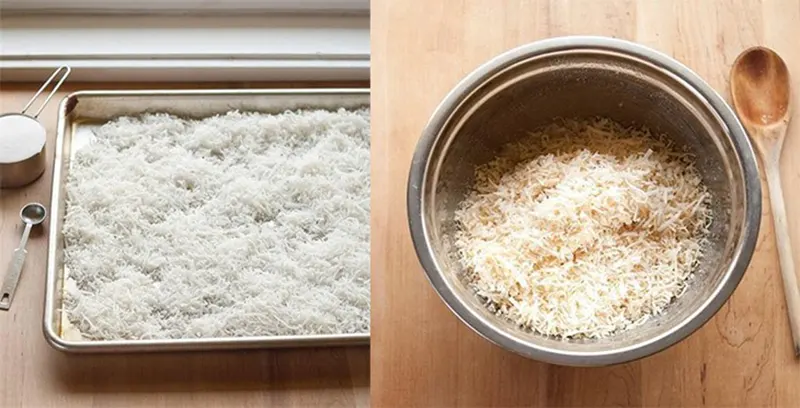 Nạo dừa thành sợi nhỏ 