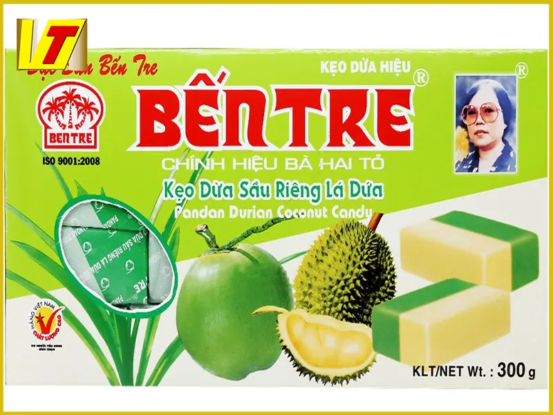 Kẹo dừa lá dứa sầu riêng