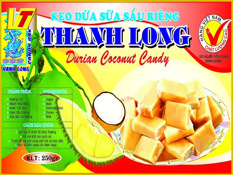 Kẹo dừa Thanh long vị sầu riêng
