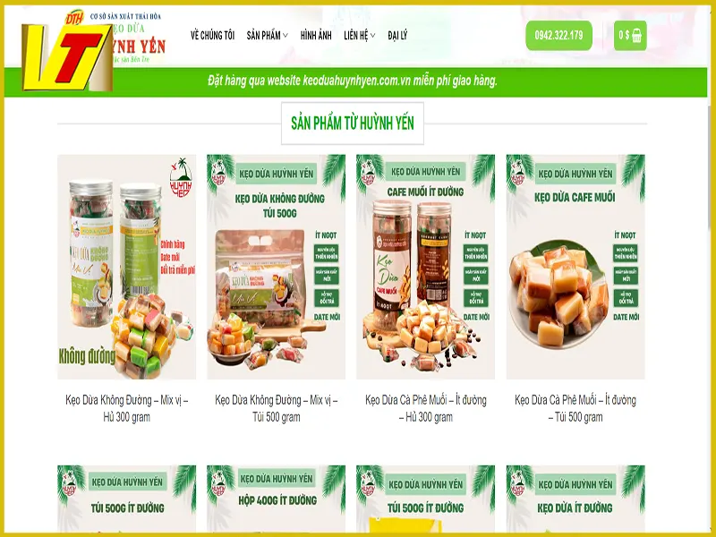 Mua hàng tại website Kẹo dừa Huỳnh Yến